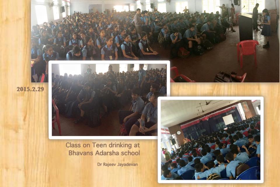 At Bhavans Adarsha School, giving a talk on teen alcohol use